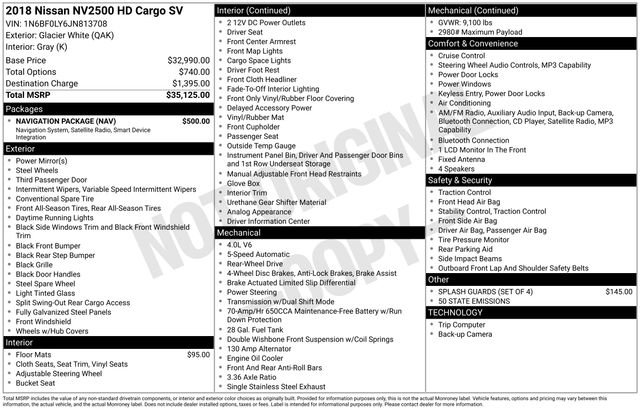 Used 2018 Nissan NV 2500 SV w/ Navigation Package image 10