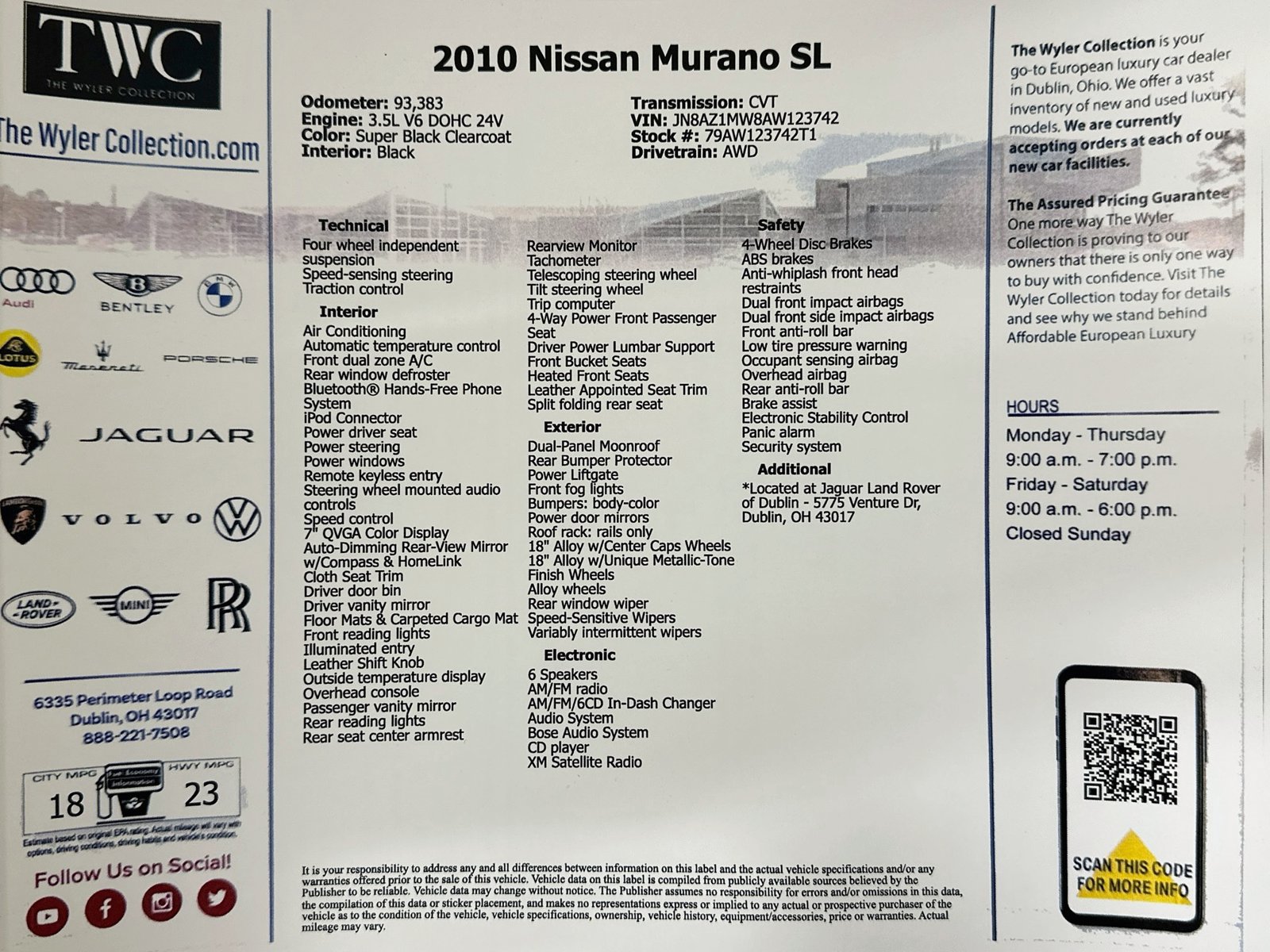 Used 2010 Nissan Murano SL w/ Leather Pkg AWD/4WD image 47