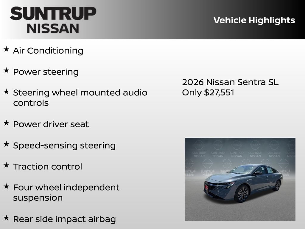 New 2026 Nissan Sentra SL w/ Floor Mat Package FWD image 8