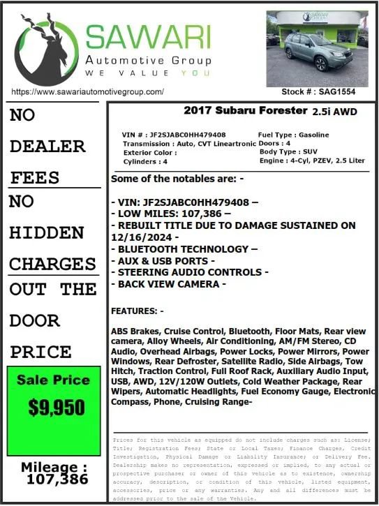Used 2017 Subaru Forester 2.5i w/ Alloy Wheel Package AWD/4WD image 26