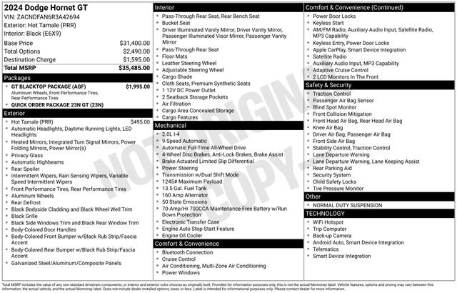 Used 2024 Dodge Hornet GT w/ GT Blacktop Package AWD/4WD image 14