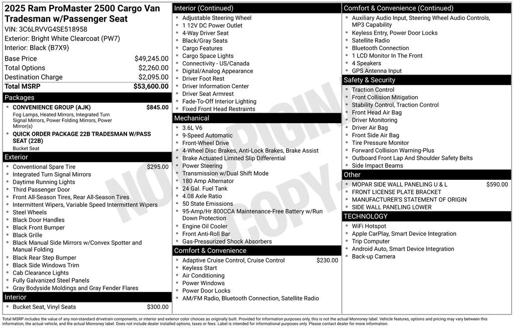 Used 2025 RAM ProMaster 2500 w/ Convenience Group FWD image 6
