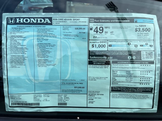 New 2026 Honda Civic Sport image 29
