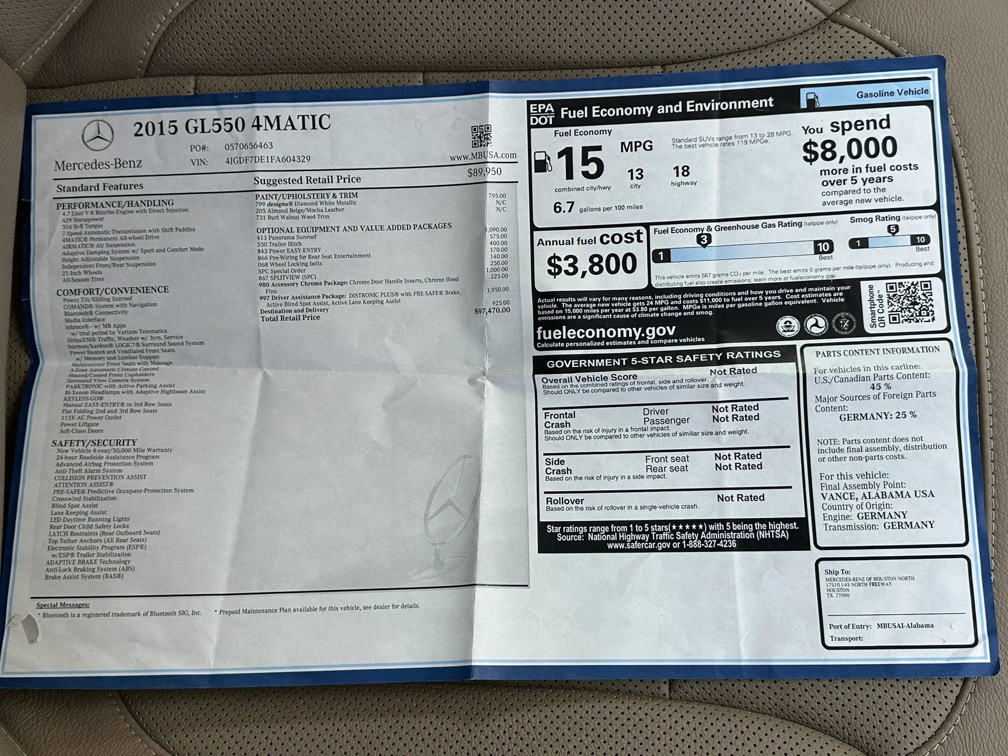 Used 2015 Mercedes-Benz GL 550 4MATIC image 30