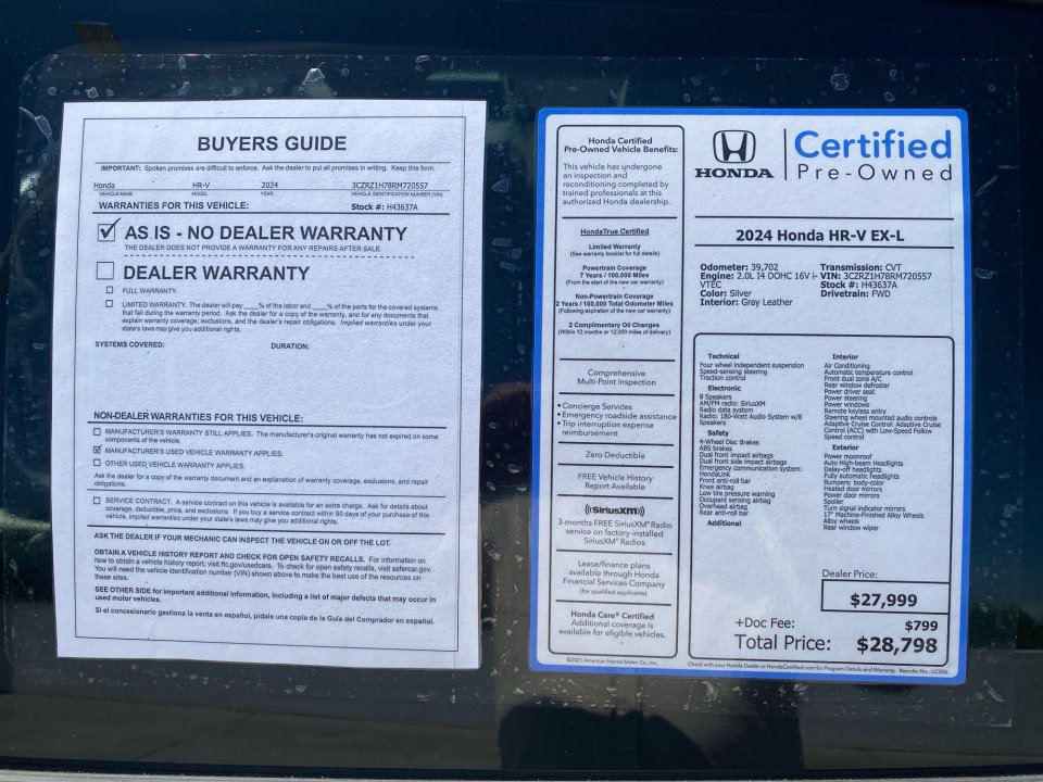 Certified 2024 Honda HR-V EX-L image 37