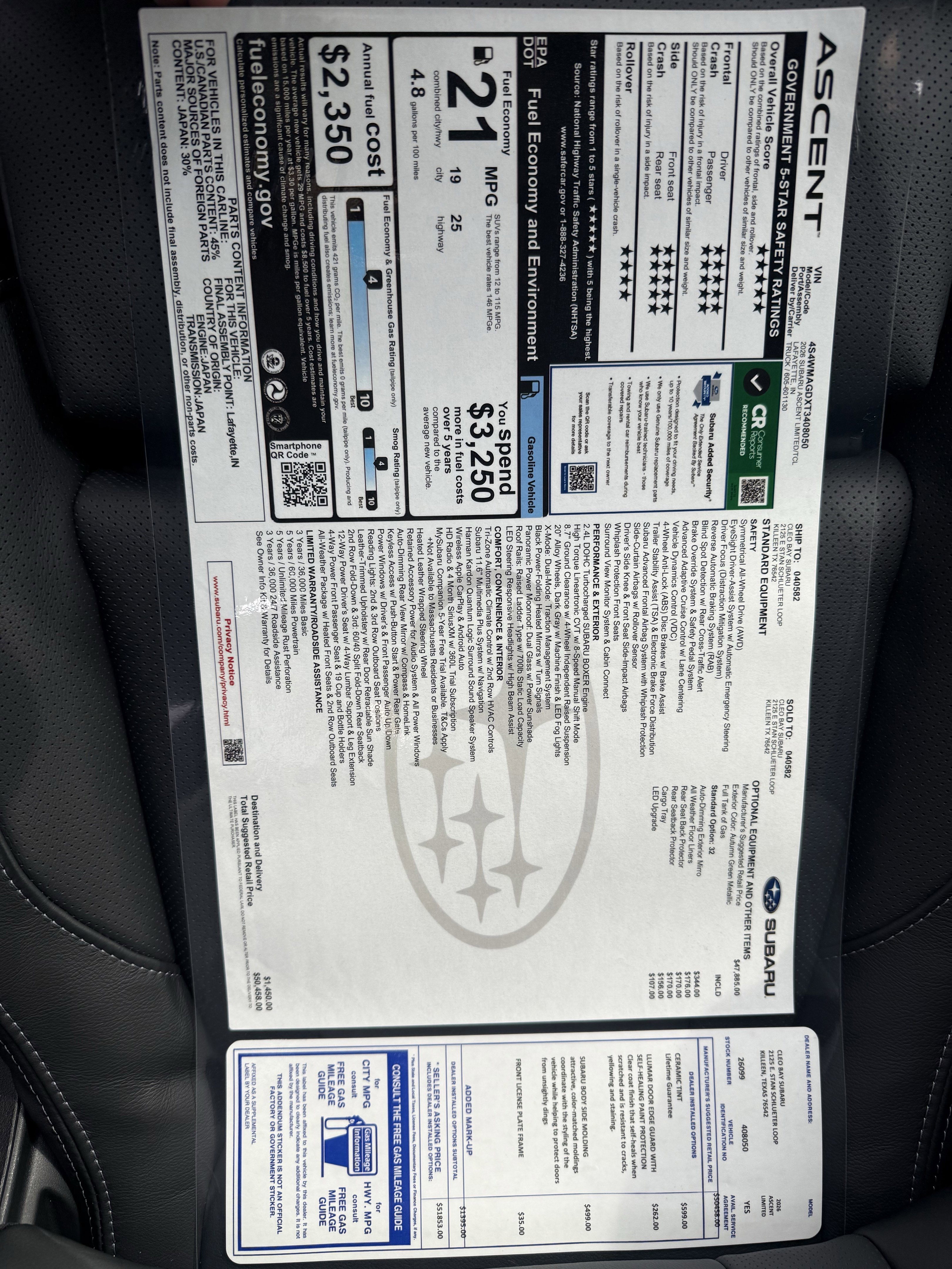 New 2026 Subaru Ascent Limited image 37