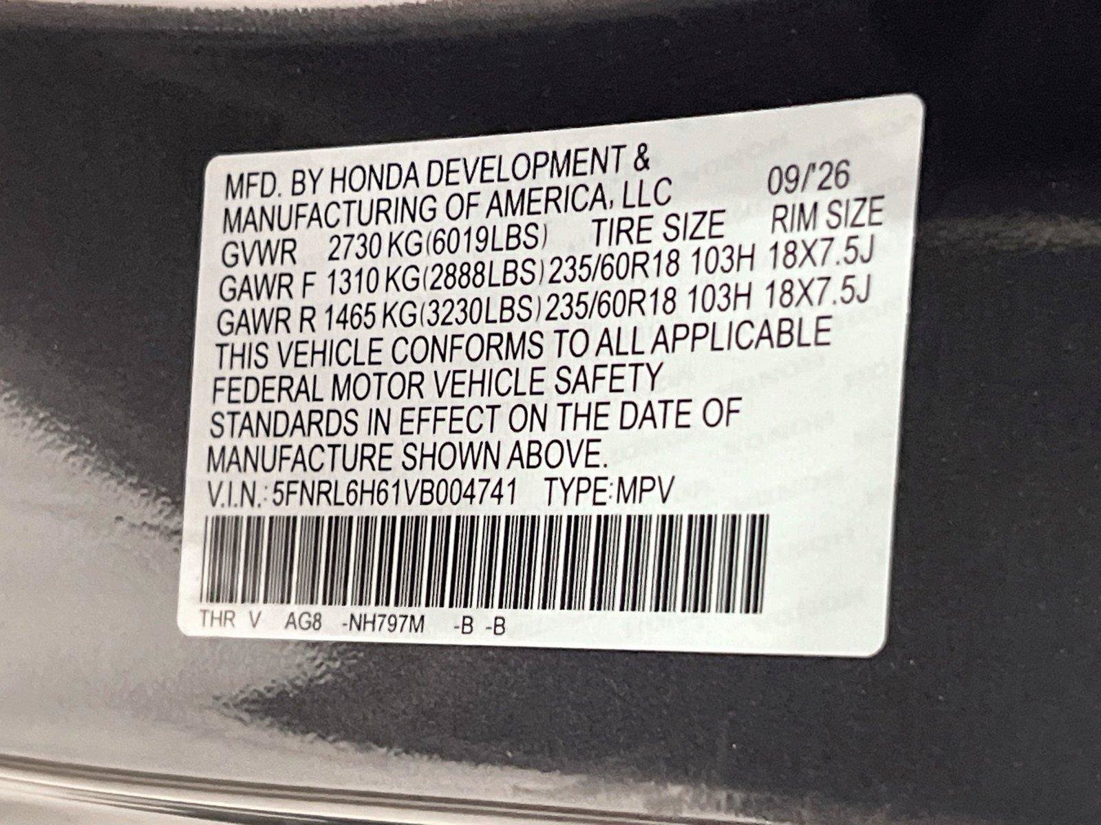 New 2027 Honda Odyssey EX-L image 23