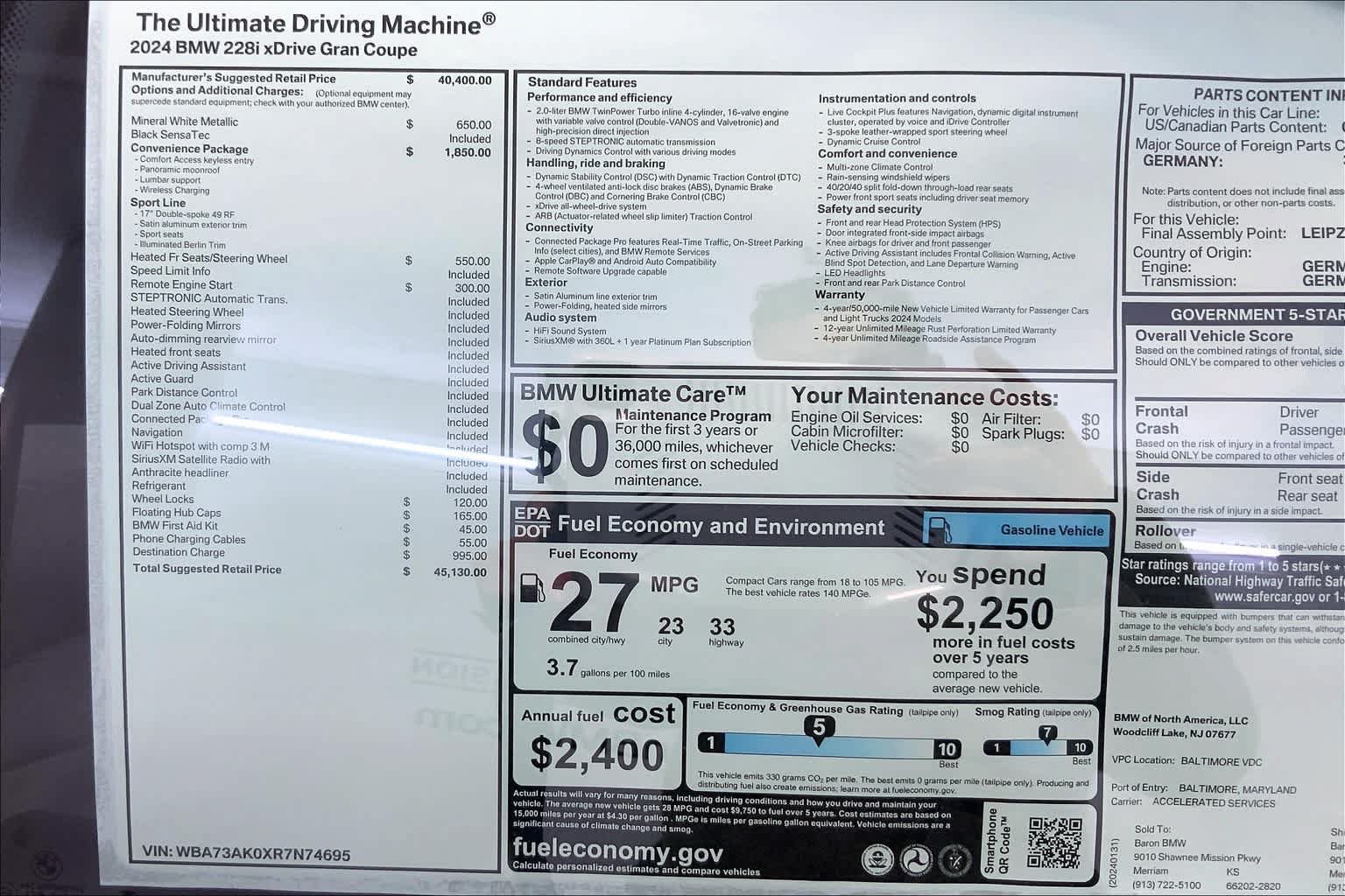 New 2024 BMW 228i xDrive Gran Coupe w/ Convenience Package AWD/4WD image 22