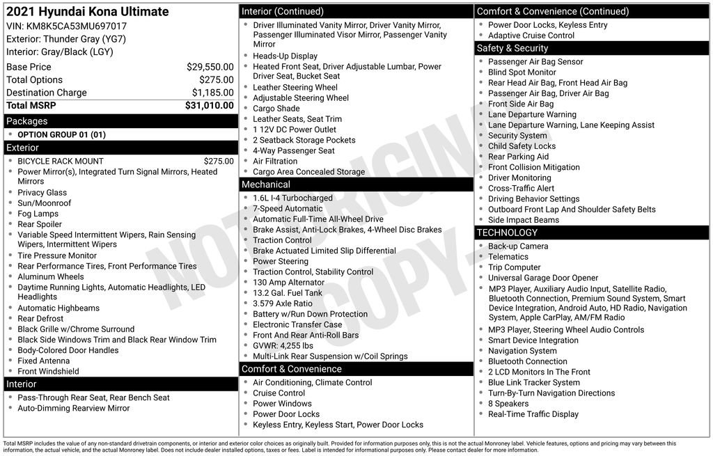 Certified 2021 Hyundai Kona Ultimate AWD/4WD image 45