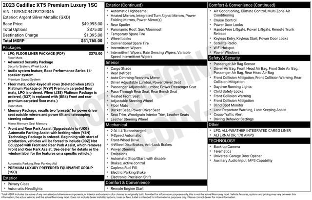 Used 2023 Cadillac XT5 Premium Luxury w/ LPO, Floor Liner Package image 46