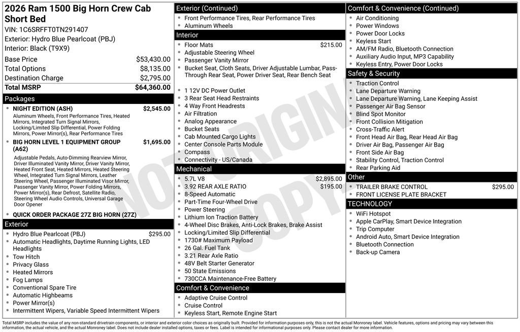 New 2026 RAM 1500 Big Horn w/ Night Edition AWD/4WD image 25
