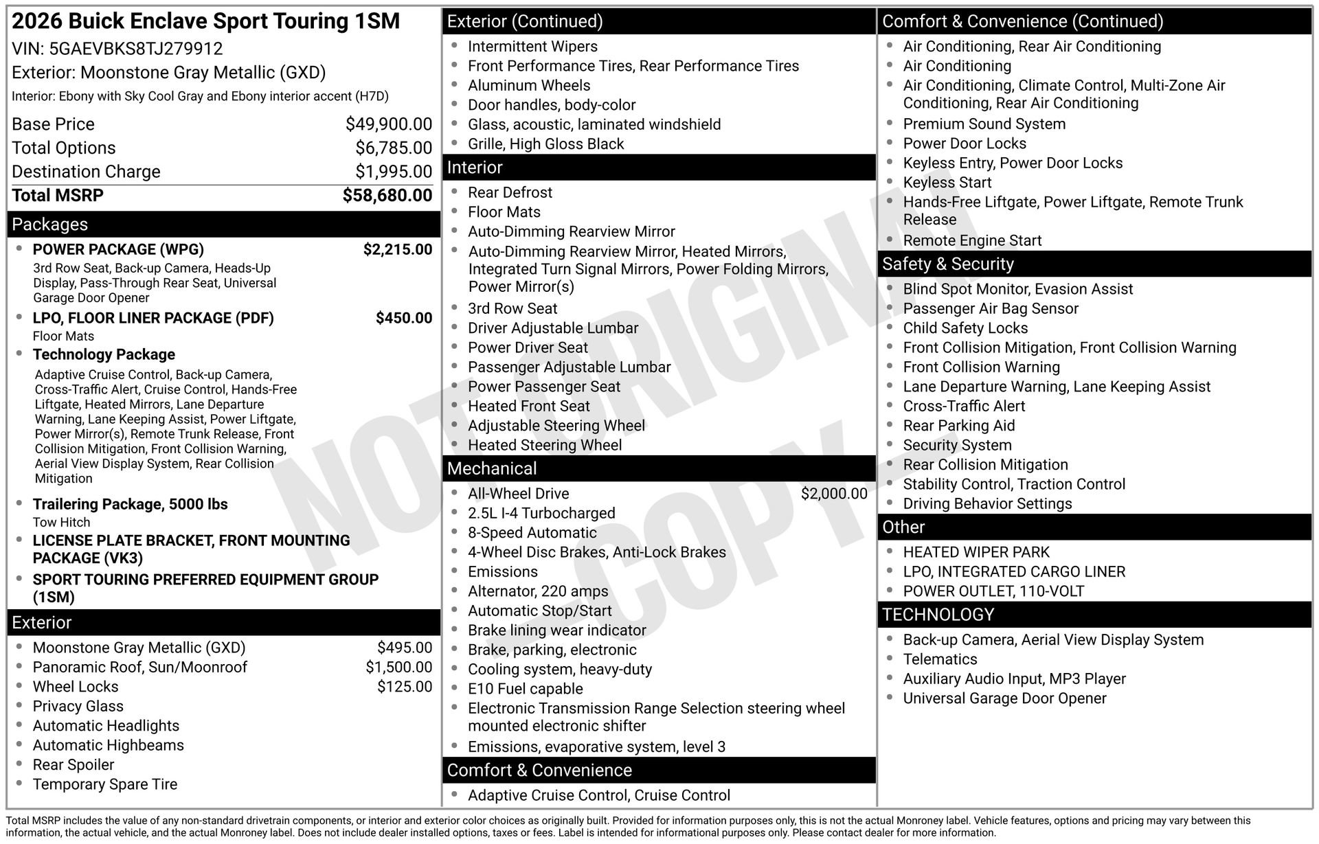 New 2026 Buick Enclave Sport Touring w/ Power Package image 3
