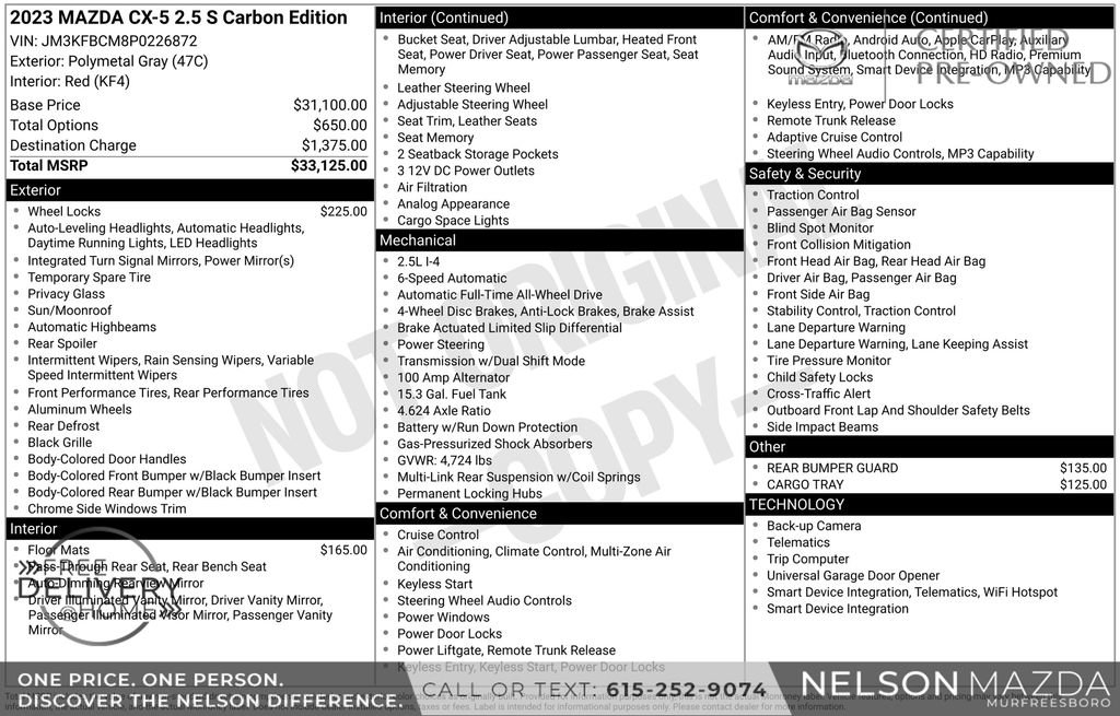 Certified 2023 MAZDA CX-5 Carbon Edition AWD/4WD image 2