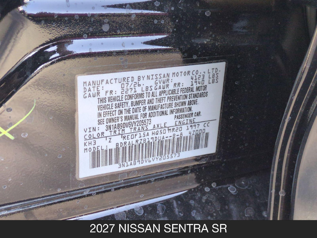 New 2027 Nissan Sentra SR w/ Floor Mat Package FWD image 24