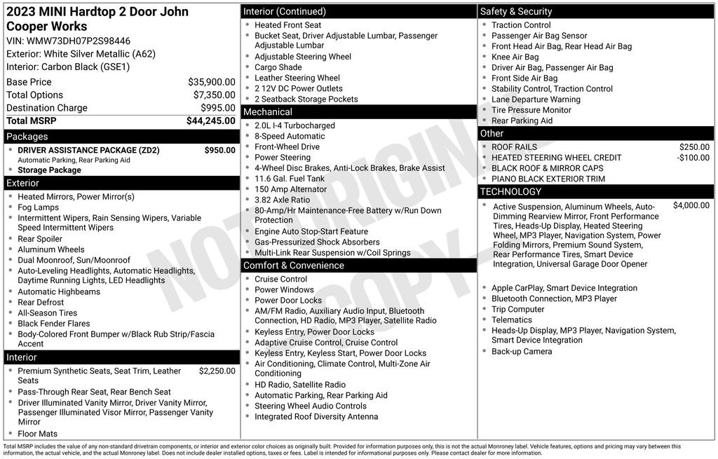 Used 2023 MINI Cooper John Cooper Works w/ Driver Assistance Package image 37