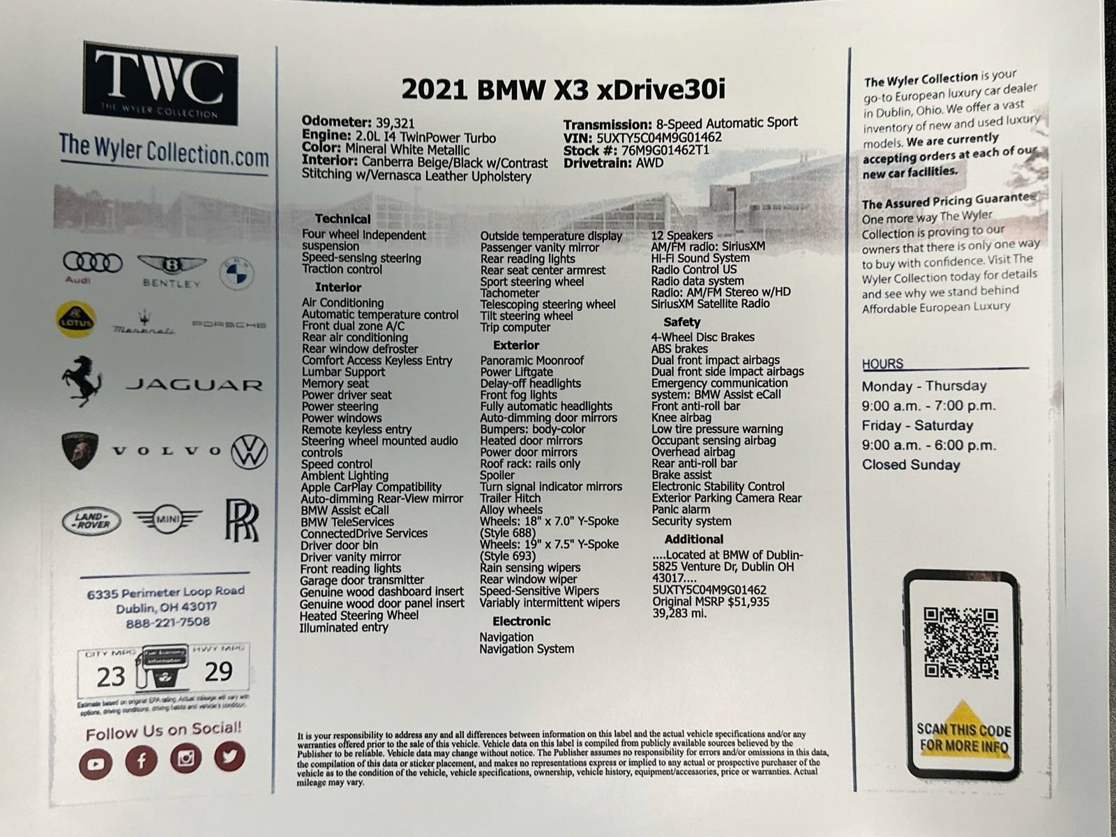 Used 2021 BMW X3 xDrive30i w/ Convenience Package AWD/4WD image 47