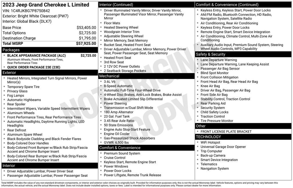 Used 2023 Jeep Grand Cherokee L Limited w/ Black Appearance Package image 15