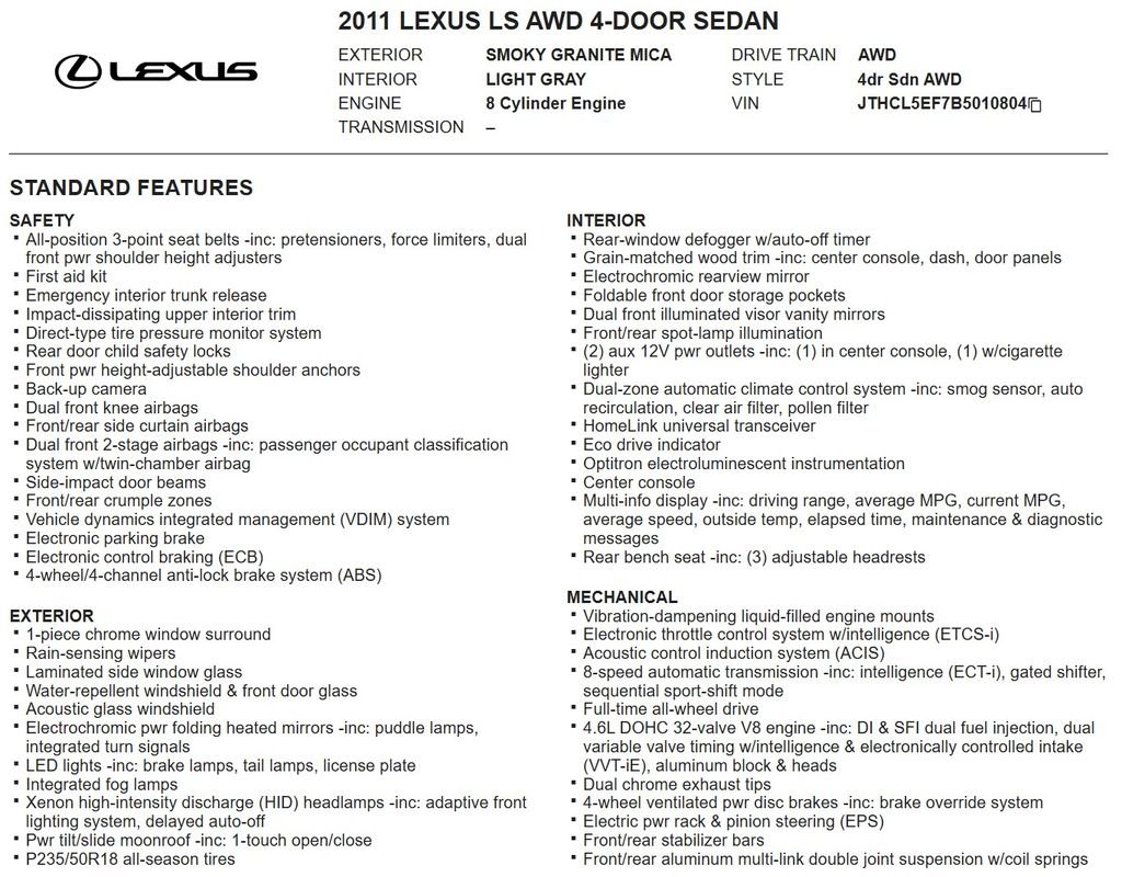 Used 2011 Lexus LS 460 AWD w/ Luxury Value Edition image 17