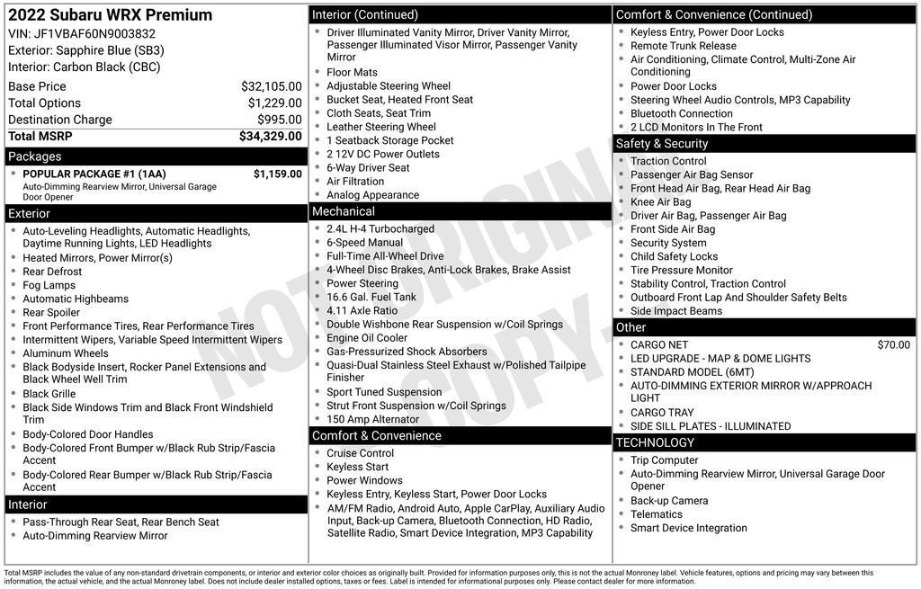 Used 2022 Subaru WRX Premium w/ Popular Package #1 image 15