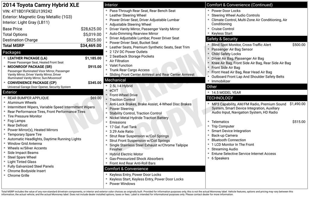 Used 2014 Toyota Camry XLE w/ Leather Package FWD image 6