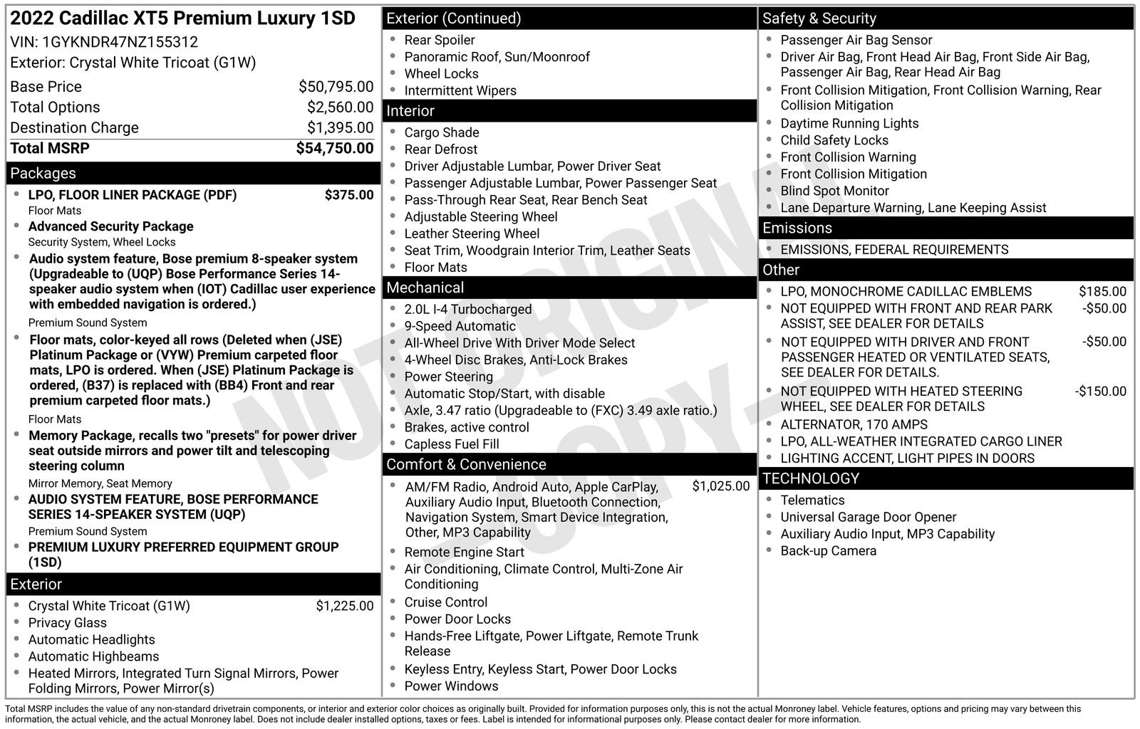 Used 2022 Cadillac XT5 Premium Luxury w/ LPO, Floor Liner Package image 11