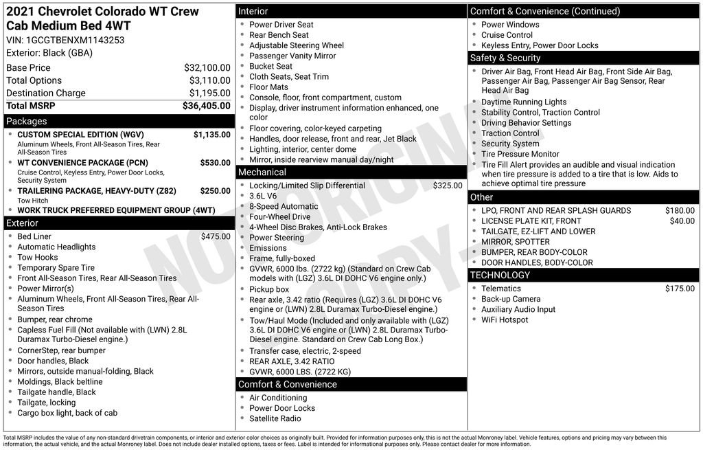 Certified 2021 Chevrolet Colorado W/T w/ Custom Special Edition AWD/4WD image 7