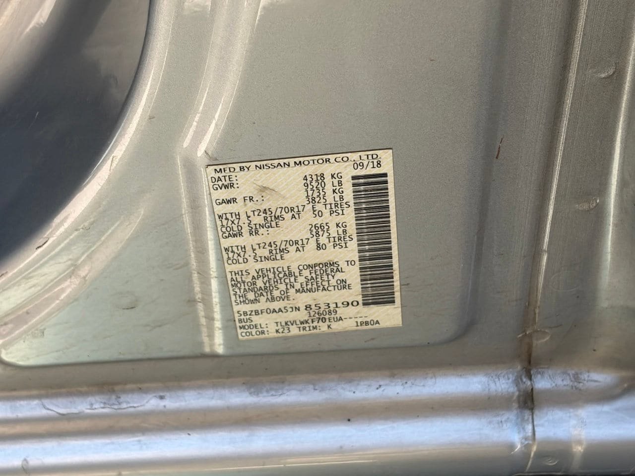 Used 2018 Nissan NV 3500 S RWD image 13