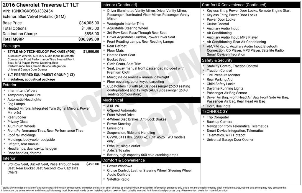 Used 2016 Chevrolet Traverse LT w/ Style and Technology Package FWD image 29