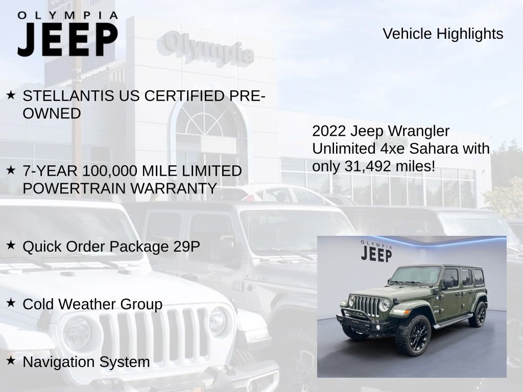 Certified 2022 Jeep Wrangler Unlimited Sahara 4xe w/ Cold Weather Group image 7