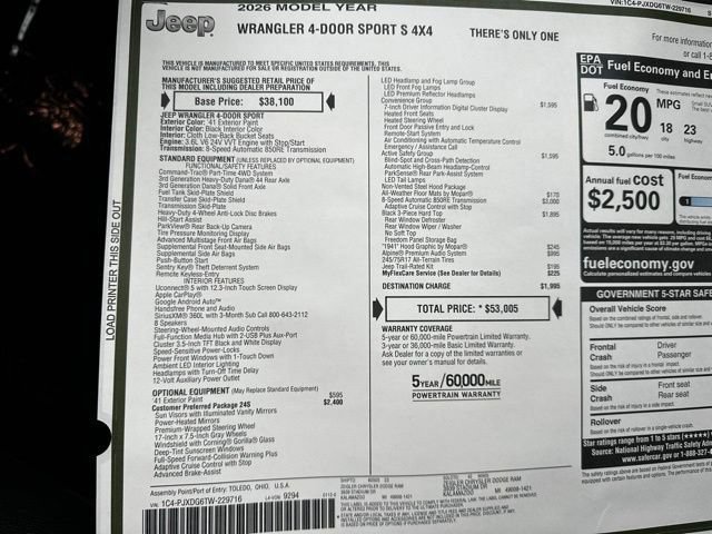 New 2026 Jeep Wrangler Unlimited Sport AWD/4WD image 28