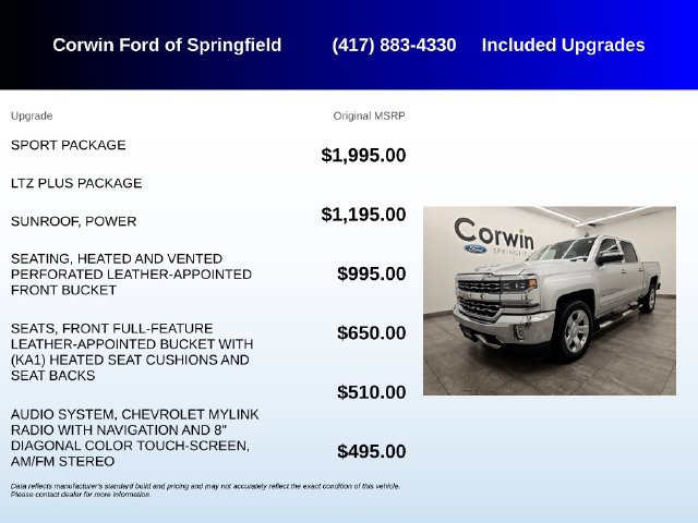 Used 2018 Chevrolet Silverado 1500 LTZ w/ Sport Package AWD/4WD image 5