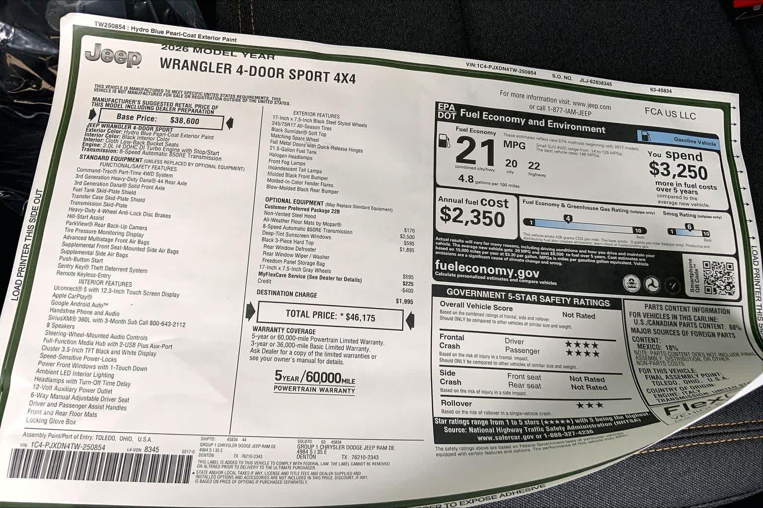 New 2026 Jeep Wrangler Unlimited Sport AWD/4WD image 17