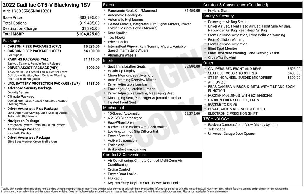 Used 2022 Cadillac CT5 V Blackwing w/ Carbon Fiber Package 2 RWD image 1