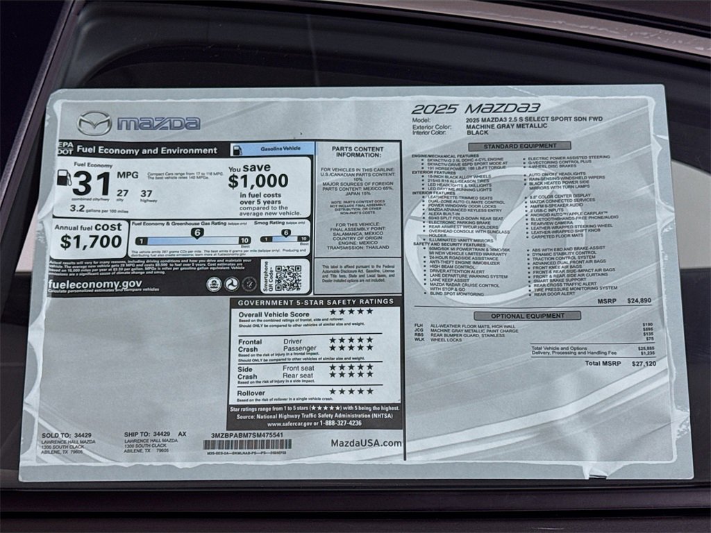 New 2025 MAZDA MAZDA3 s image 19