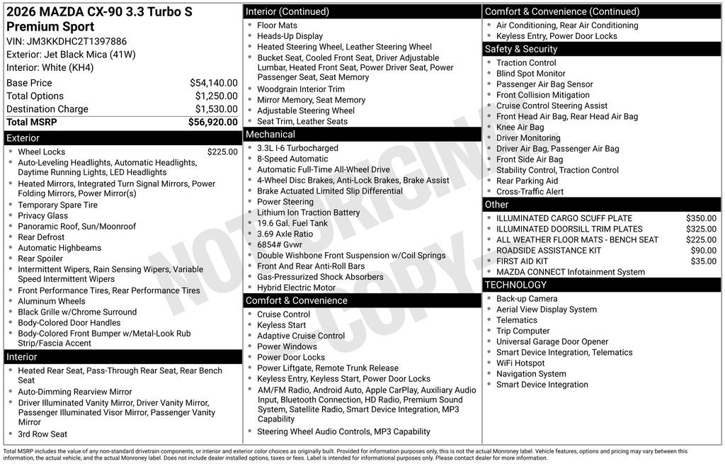 New 2026 MAZDA CX-90 3.3 Turbo S w/ Premium Package AWD/4WD image 35