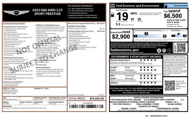 Used 2023 Genesis G80 3.5T Sport image 52