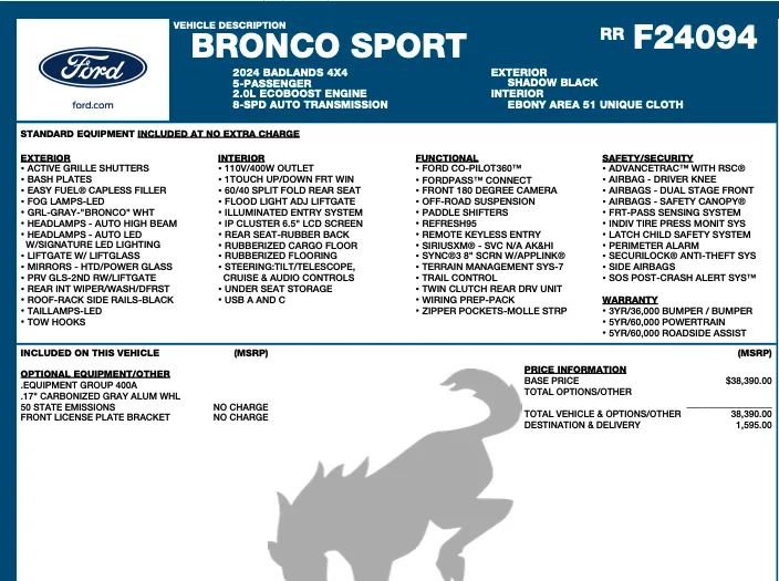 Used 2024 Ford Bronco Sport Badlands AWD/4WD image 2