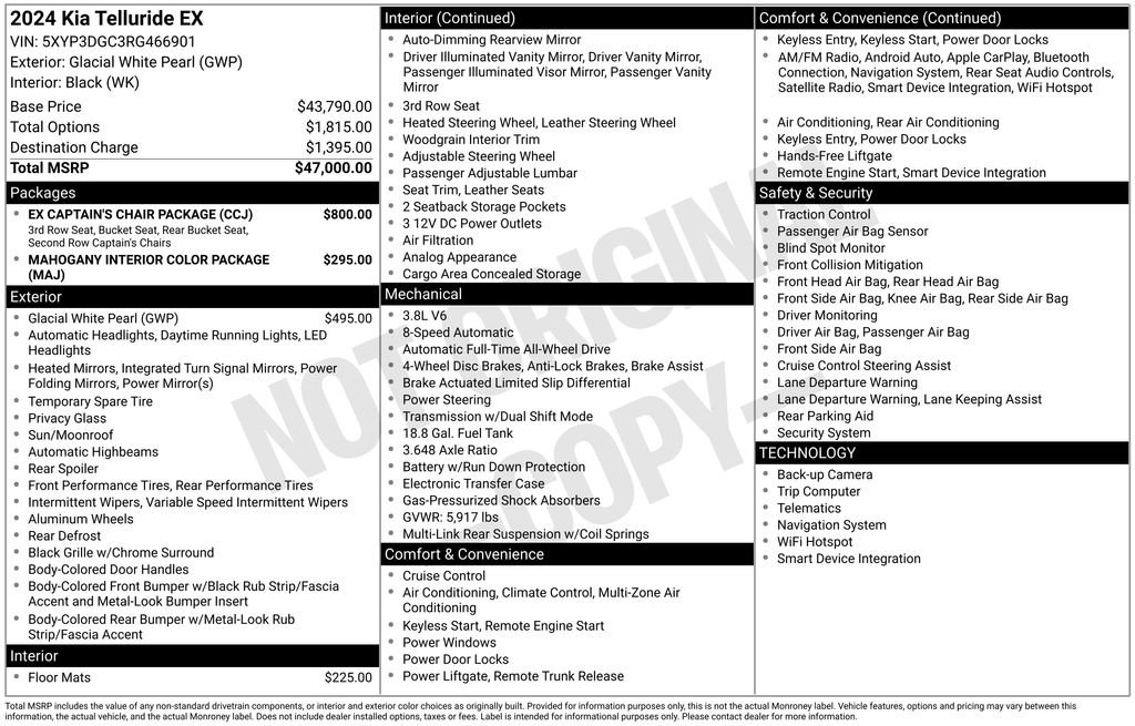 Certified 2024 Kia Telluride EX w/ EX Captain's Chair Package AWD/4WD image 10