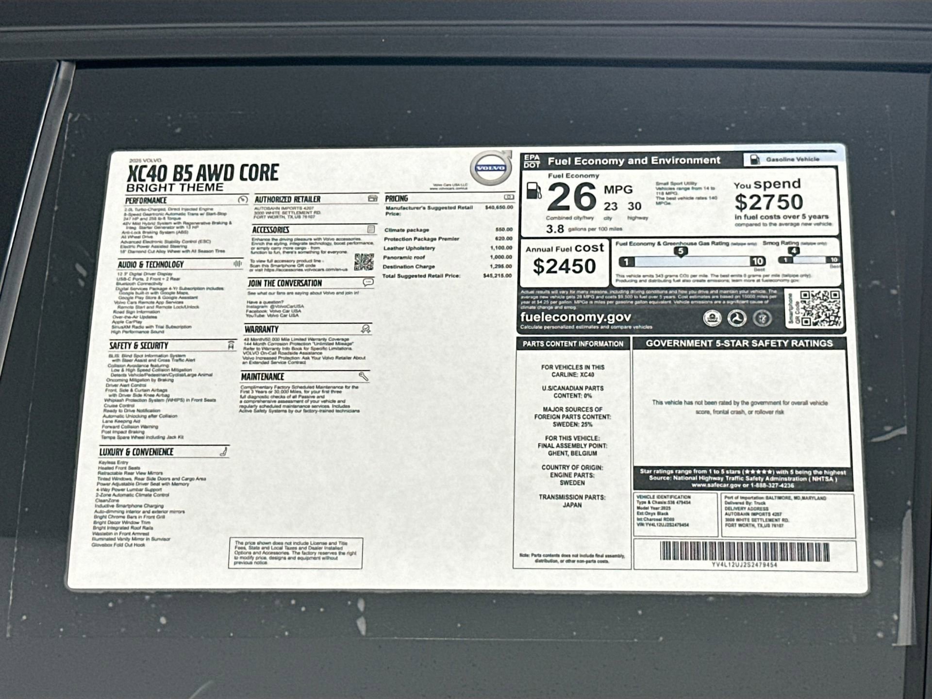 New 2025 Volvo XC40 B5 Core w/ Protection Package Premier image 22