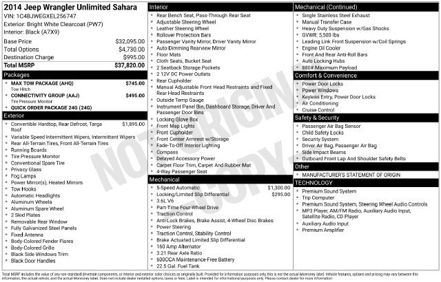 Used 2014 Jeep Wrangler Unlimited Sahara w/ Max Tow Package AWD/4WD image 31