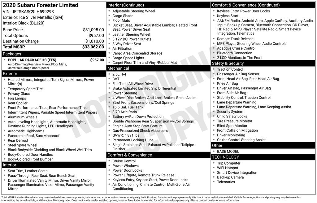 Used 2020 Subaru Forester Limited w/ Popular Package #3 image 27