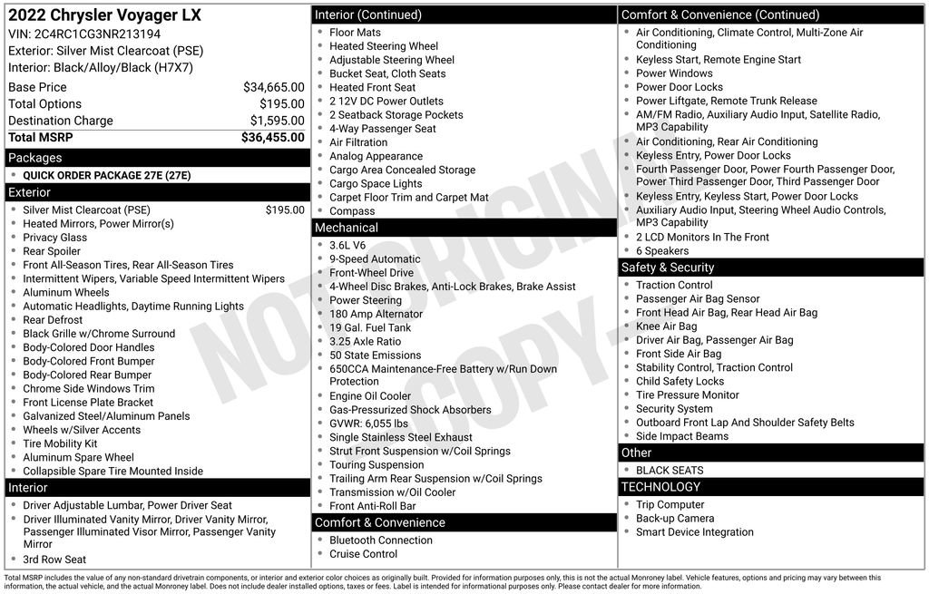 Used 2022 Chrysler Voyager LX image 35