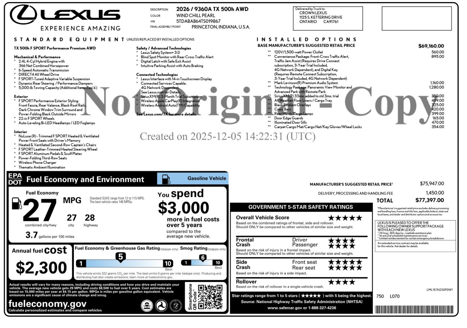 Used 2026 Lexus TX 500h AWD w/ Technology Package image 58