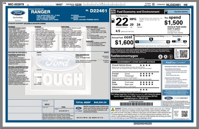 Used 2022 Ford Ranger Lariat w/ Equipment Group 501A High image 33