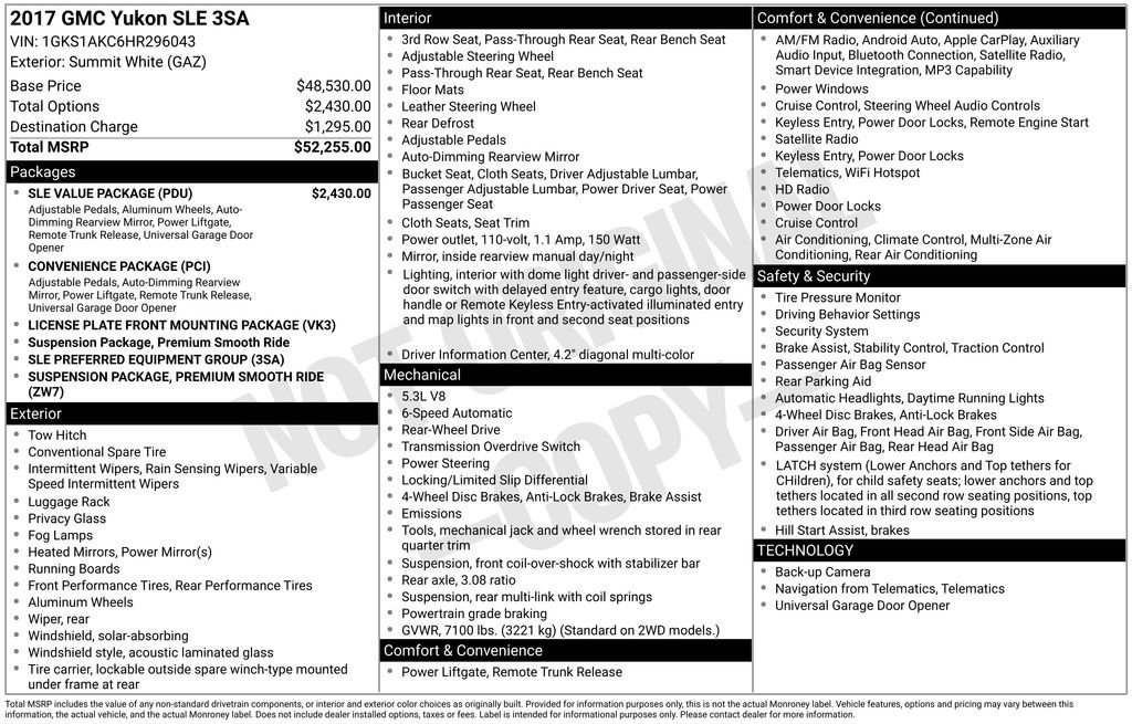 Used 2017 GMC Yukon SLE w/ SLE Value Package RWD image 33