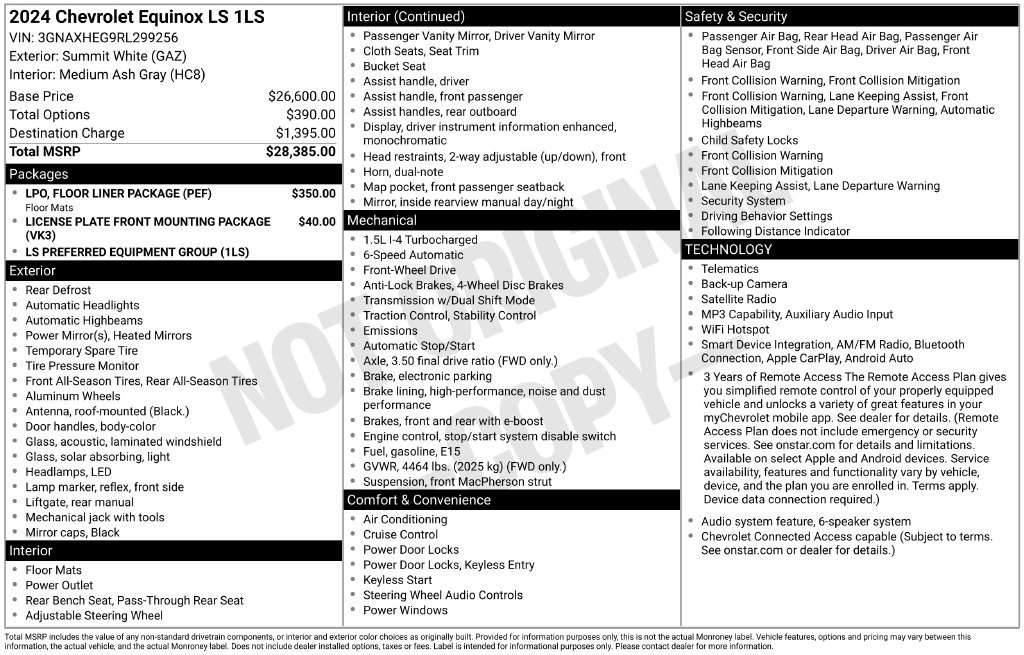 Used 2024 Chevrolet Equinox LS w/ LPO, Floor Liner Package FWD image 2