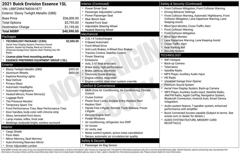 Used 2021 Buick Envision Essence w/ Technology Package I FWD image 41
