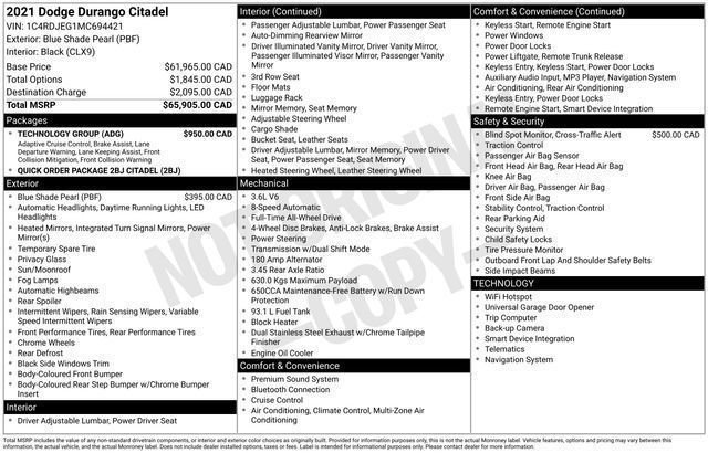 Used 2021 Dodge Durango Citadel w/ Technology Group AWD/4WD image 26