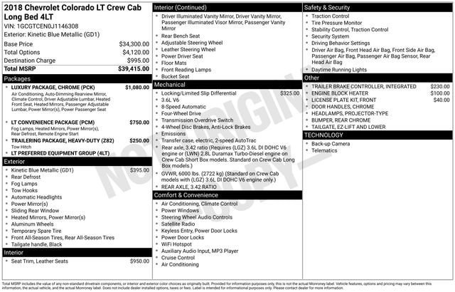 Certified 2018 Chevrolet Colorado LT w/ Luxury Package, Chrome AWD/4WD image 2
