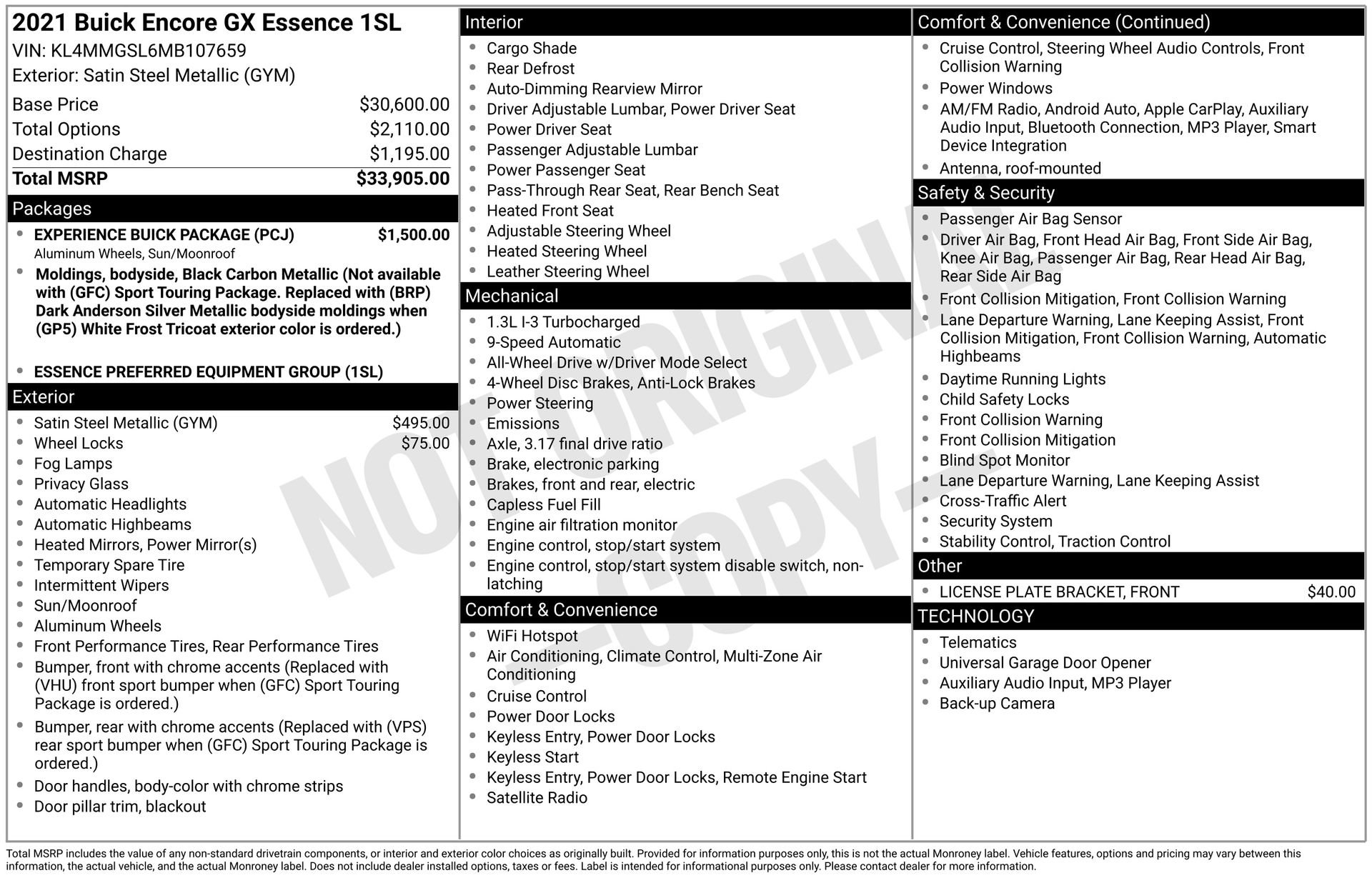 Used 2021 Buick Encore GX Essence w/ Experience Buick Package AWD/4WD image 4